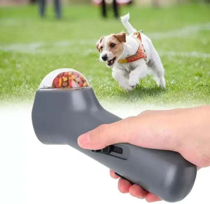 Creative pet feeding device, dog snack launcher, dog training toy, dog amusement toy