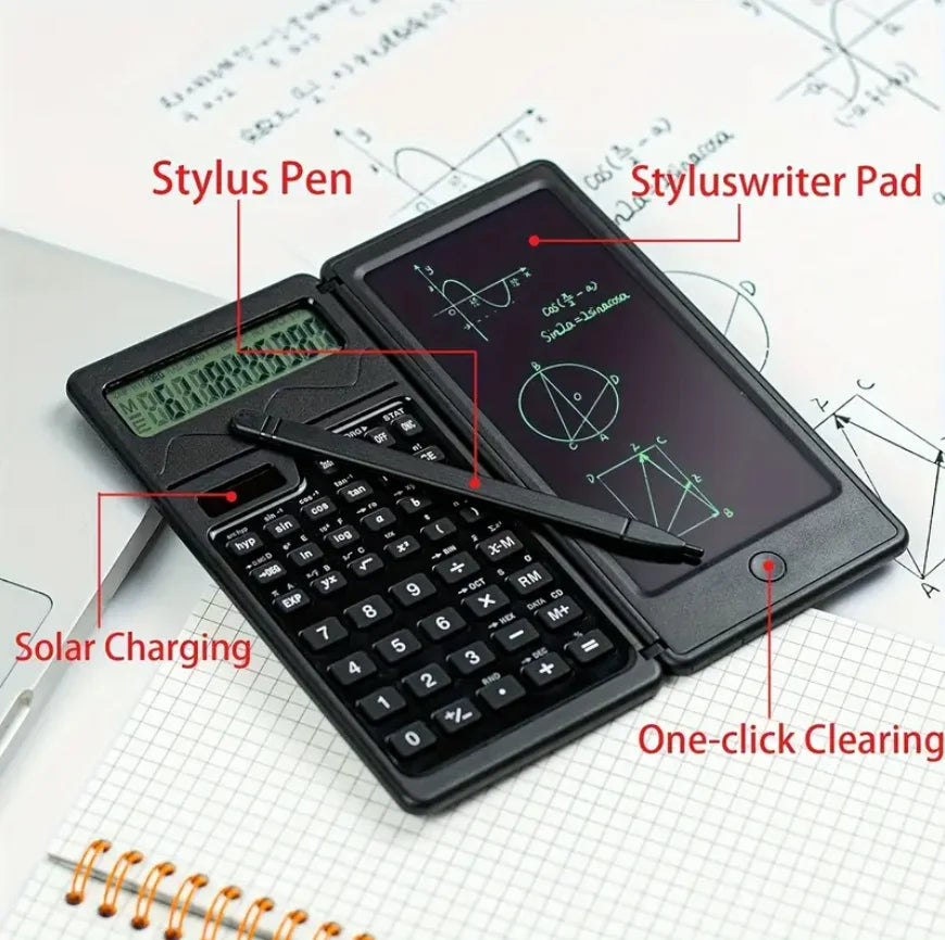 Intelligent Folding Scientific Calculator with 10-Digit LCD Display, Erasable Writing, Portable Function Calculator for Offices