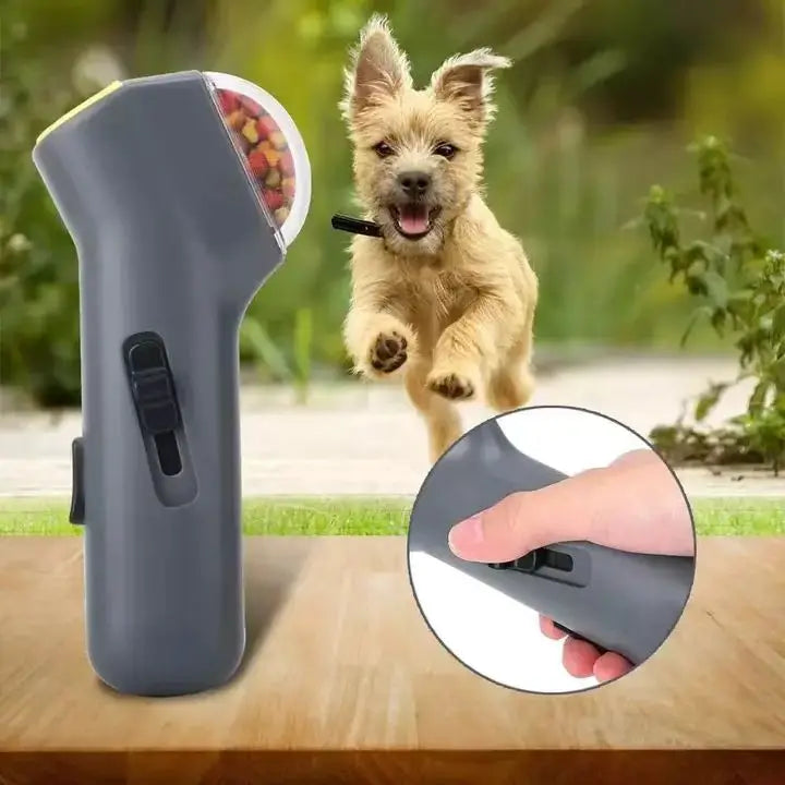 Creative pet feeding device, dog snack launcher, dog training toy, dog amusement toy