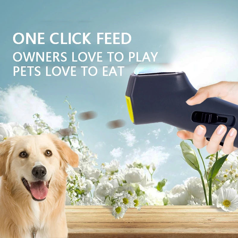 Creative pet feeding device, dog snack launcher, dog training toy, dog amusement toy